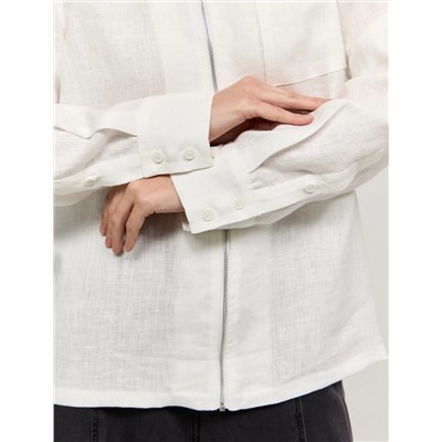 Белая рубашка изо льна на молнии