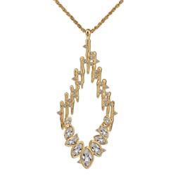 Кулон Ажур (кристаллы SW белые; покрытие золото) 90см, Есть комплект