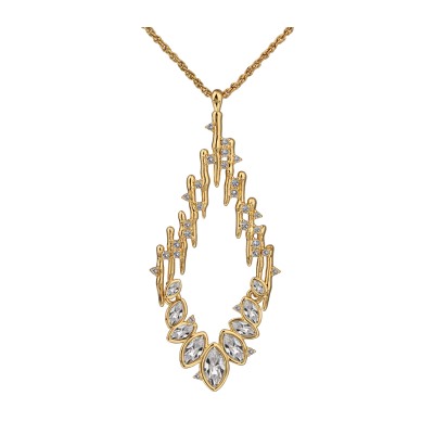 Кулон Ажур (кристаллы SW белые; покрытие золото) 90см, Есть комплект