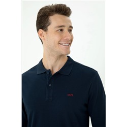 Erkek Lacivert Polo Yaka Basic Sweatshirt