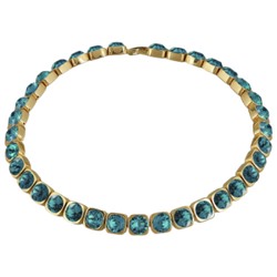 Колье Теннис (кристаллы SW изумрудные 8мм; покрытие золото) 37-40см, Есть комплект