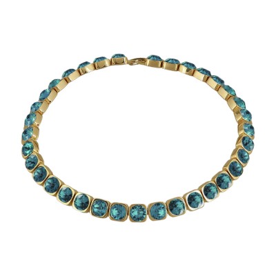 Колье Теннис (кристаллы SW изумрудные 8мм; покрытие золото) 37-40см, Есть комплект