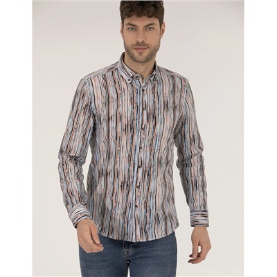 Lacivert Slim Fit Uzun Kollu Gömlek