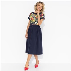 Комплект с юбкой на пуговицах, Молодая и привлекательная (2 в 1, floral)