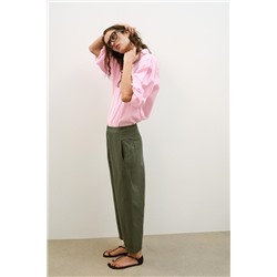 HERRINGBONE BARREL TROUSERS