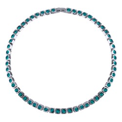 Колье Теннис (кристаллы SW изумруд 4мм; покрытие родий) 36-39см, Есть комплект