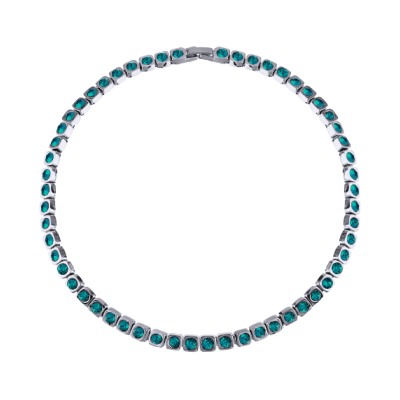 Колье Теннис (кристаллы SW изумруд 4мм; покрытие родий) 36-39см, Есть комплект