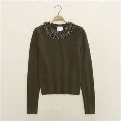 Экстравагантный  свитер с декоративной бахромой из бисера Н*М