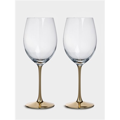 Бокал для красного вина, 540 мл, 2 шт, стекло, золотистая ножка, Ravello