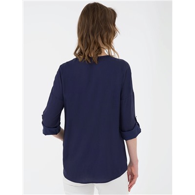 Lacivert Comfort Fit Uzun Kollu Gömlek