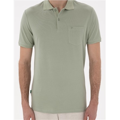 Çağla Yeşili Regular Fit %100 Pamuk Polo Yaka Basic Tişört