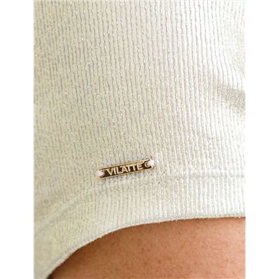 Футболка облегающая из хлопка в рубчик с вырезом лодочка с матовым покрытием металлик