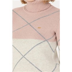 Kadın Pudra Balıkçı Yaka Kazak