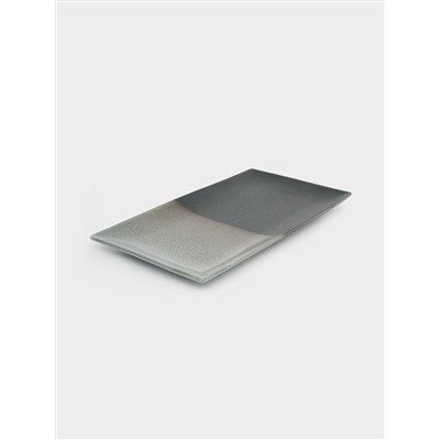 Блюдо, 34,5х19,5 см, фарфор P, черно-серое, в крапинку, прямоугольное, Umi