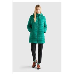 United Colors of Benetton Kadın Yeşil Uzun Pufa Mont 123A2TWDDN02Q