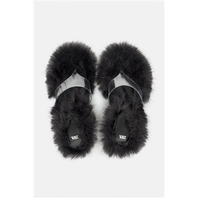 HEELED SANDALS WITH FAUX FUR DETAIL