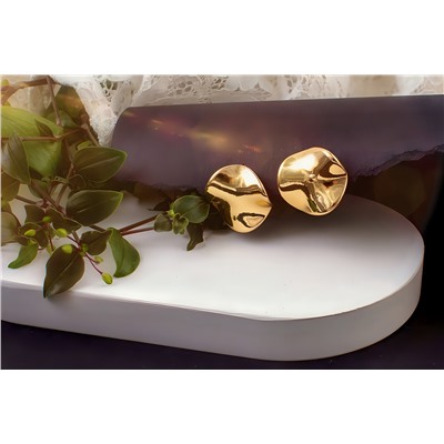 Серьги с эффектом мятого металла Круг  + Подарок