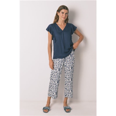 Pijama Capri viscosa floral azul