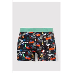 Mavi Baskılı Siyah Boxer 0911850-900