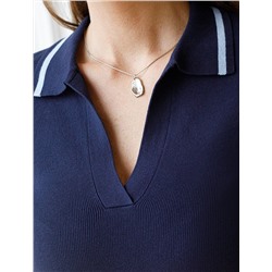 Джемпер с воротником-поло с коротким рукавом тонкой вязки из вискозы