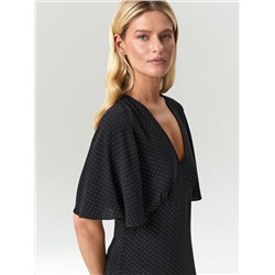 Платье миди из 100% вискозы в горох, PL1722/yanni