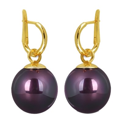 Серьги (Майорка 16мм бургунди хамелеон; покрытие золото), Есть комплект