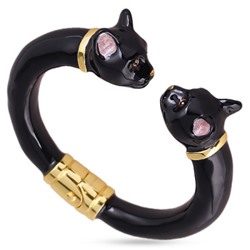 Браслет Кошка (эмаль черная; покрытие золото), Есть комплект