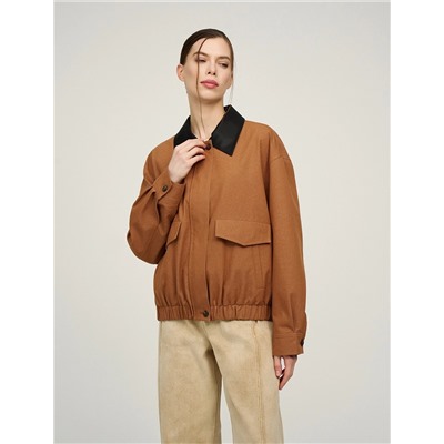 Терракотовый бомбер с воротником