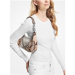 Piper Small Two-Tone Snake Embossed Leather Shoulder Bag