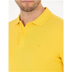 Sarı Slim Fit Polo Yaka Basic Tişört