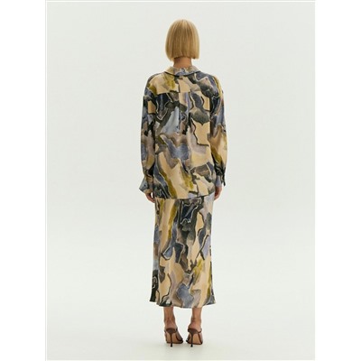 Рубашка с абстрактным принтом из 100% вискозы, B3245/prometeus