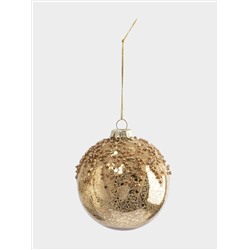 Игрушка елочная, 8 см, 2 шт, стекло, шампань, Шар с изморозью, New year