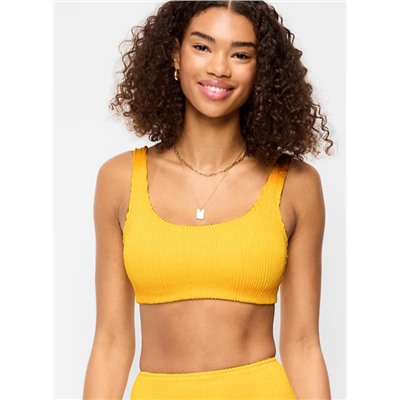 Ribbed Scoop-Neck Swim Top