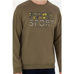 Erkek Haki Bisiklet Yaka Comfort Sweatshirt