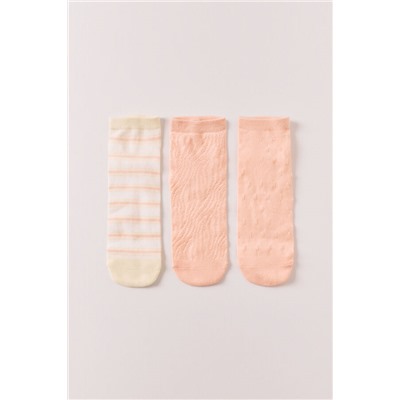 Pack 3 calcetines cortos estampado y textura kaki