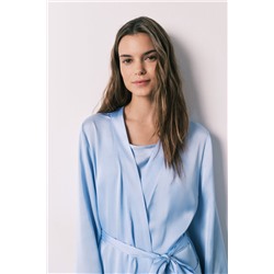 Bata midi satén azul