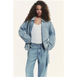 DRAWSTRING FLOWING TRF DENIM TROUSERS