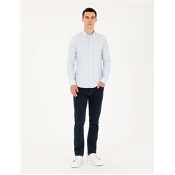 Açık Mavi Slim Fit Uzun Kollu Gömlek