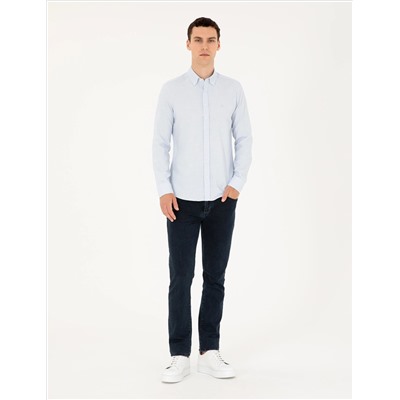 Açık Mavi Slim Fit Uzun Kollu Gömlek