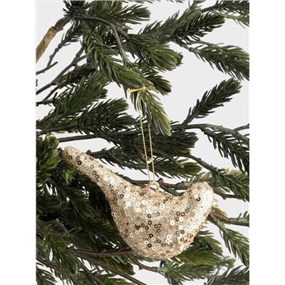 Игрушка елочная, 6х11 см, стекло, шампань, Птица, New year