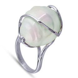 Кольцо (Майорка 18мм барочная бледно-голубая; покрытие родий)