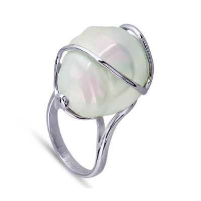 Кольцо (Майорка 18мм барочная бледно-голубая; покрытие родий)