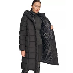 DKNY Women's Bibbed Hooded Puffer Coat