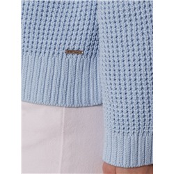 Укороченный джемпер с широкими рукавами рельефной вязки из хлопка с акрилом