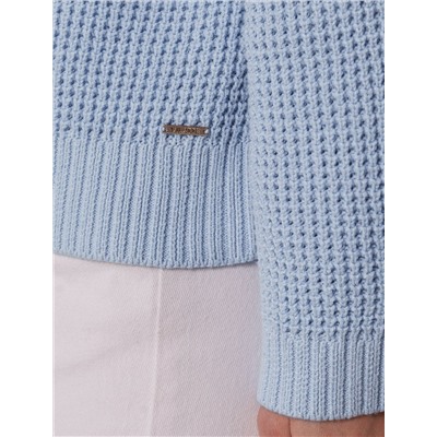 Укороченный джемпер с широкими рукавами рельефной вязки из хлопка с акрилом