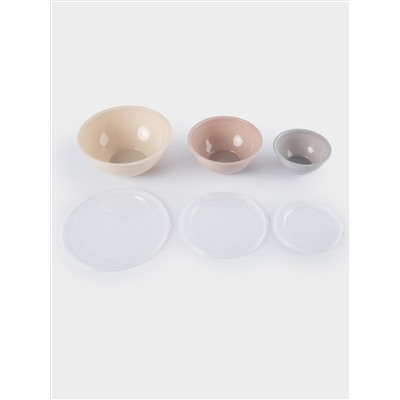 Набор мисок, 0,3/0,7/1,3 л, 3 шт, пластик, цветные, Universal