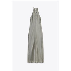 SHINY HALTER MIDI DRESS