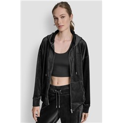 VELOUR HD EMBROIDERY LOGO FULL ZIP HOODIE