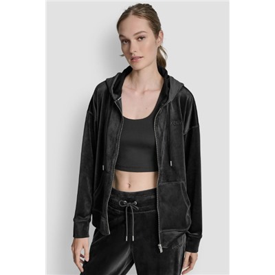 VELOUR HD EMBROIDERY LOGO FULL ZIP HOODIE