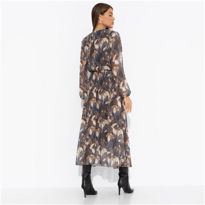 Платье нарядное на подкладе, Летящие мгновения (brown)